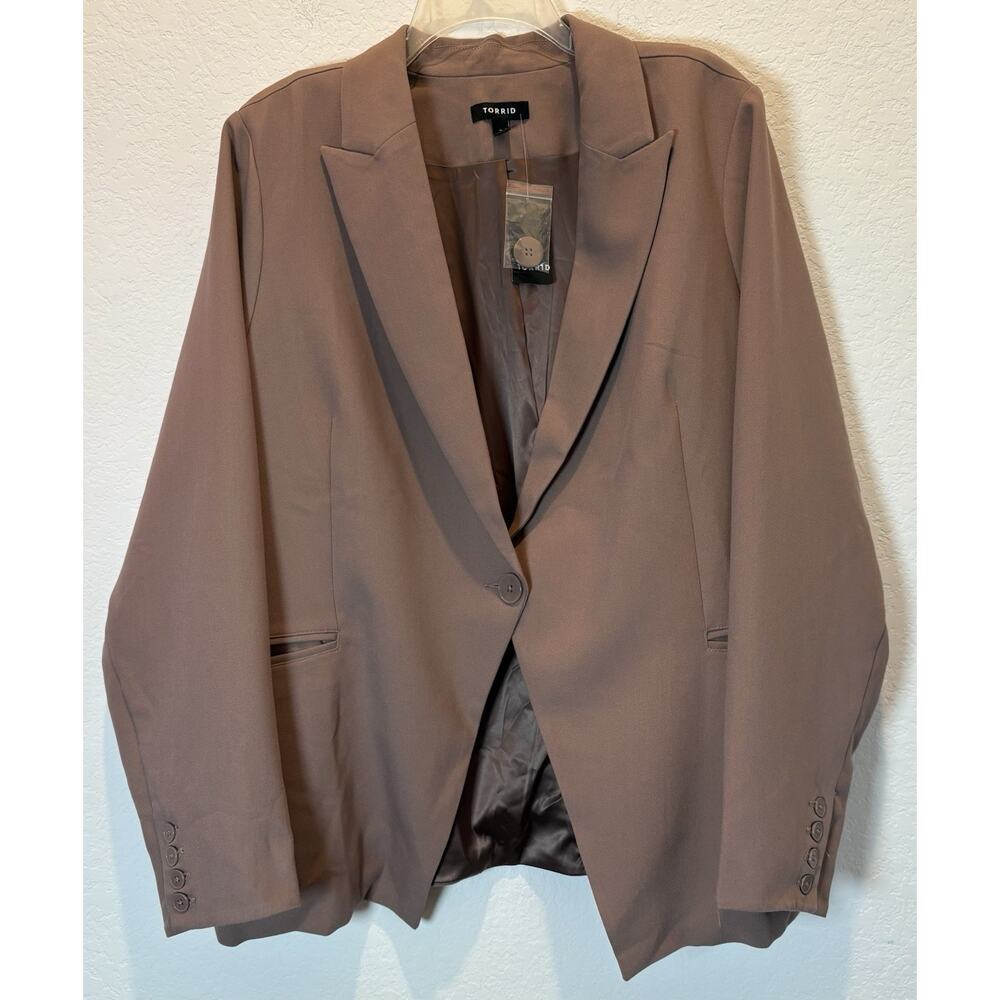 Torrid Taupe Studio Twill Classic Tailored Blazer Deep Taupe Size 2X NWT